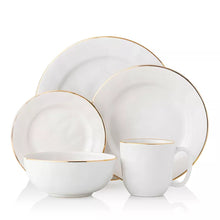 Load image into Gallery viewer, Puro Dinner Plate - Whitewash with Gold Trim