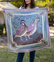Load image into Gallery viewer, Slate Quail Pair - Double-Sided Silk Scarf 25" x 25"