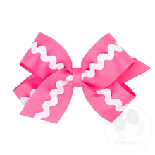 Load image into Gallery viewer, King Grosgrain with Ric-Rac Trim Hair Bow - 3 Colors Available