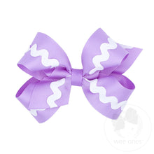Load image into Gallery viewer, King Grosgrain with Ric-Rac Trim Hair Bow - 3 Colors Available