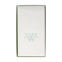 Load image into Gallery viewer, Caspari Antique Initial Robin's Egg Paper Linen Boxed Guest Towel
