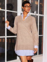 Load image into Gallery viewer, Carrie Mixed Media Dress - Tan