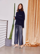 Load image into Gallery viewer, Faux Patent Leather Cropped Pants - Navy