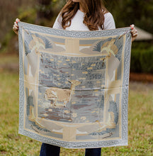 Load image into Gallery viewer, Neutral Lily Pad Doe - Double-Sided Silk Scarf 25" x 25"