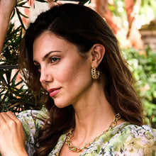 Load image into Gallery viewer, Veranda Caning Medium Hoop Earrings - Gold