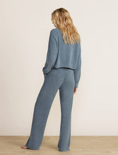 Load image into Gallery viewer, CozyChic Ultra Lite Rib Rolled Edge Pant - Bisque & Blue Cove