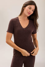 Load image into Gallery viewer, CozyChic Ultra Lite® Scallop Rib Short Sleeve in Umber
