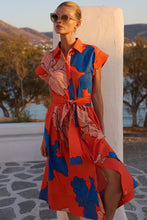 Load image into Gallery viewer, Belted Shirt Dress - Bora Bora Red