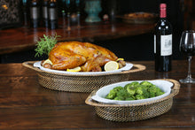 Load image into Gallery viewer, Oval Casserole Basket with Calaisio Stoneware Roaster, 2QT