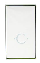 Load image into Gallery viewer, Caspari Antique Initial Robin's Egg Paper Linen Boxed Guest Towel