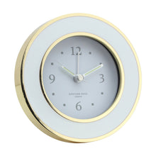 Load image into Gallery viewer, White Enamel & Gold Alarm