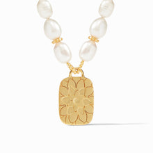 Load image into Gallery viewer, Marabella Statement Necklace Gold- Iridescent Peony Pink and Freshwater Pearl