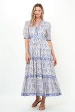 Load image into Gallery viewer, V-Neck Cuffed Maxi- Marseille Blue