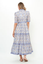 Load image into Gallery viewer, V-Neck Cuffed Maxi- Marseille Blue