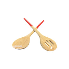 Load image into Gallery viewer, Refined Bamboo Salad Server Set