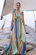 Load image into Gallery viewer, Ruffle V-Neck Maxi- Zanzibar Multi