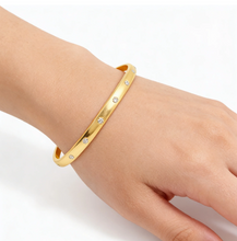 Load image into Gallery viewer, Gold Small Lucky 7 Cuff Bracelet