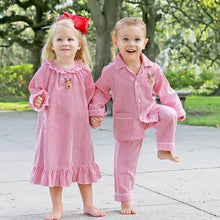 Load image into Gallery viewer, Rudolph Embroidered Red Stripe Pajamas