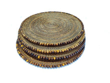 Load image into Gallery viewer, Round Placemat with Beads, Dark Walnut, Set of 4
