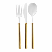 Load image into Gallery viewer, Villa Cutlery White/Gold Handle Set of 24
