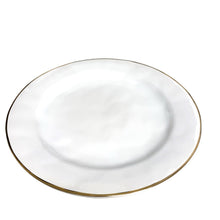 Load image into Gallery viewer, Puro Dinner Plate - Whitewash with Gold Trim