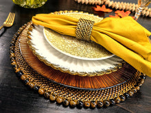 Load image into Gallery viewer, Round Placemat with Beads, Dark Walnut, Set of 4