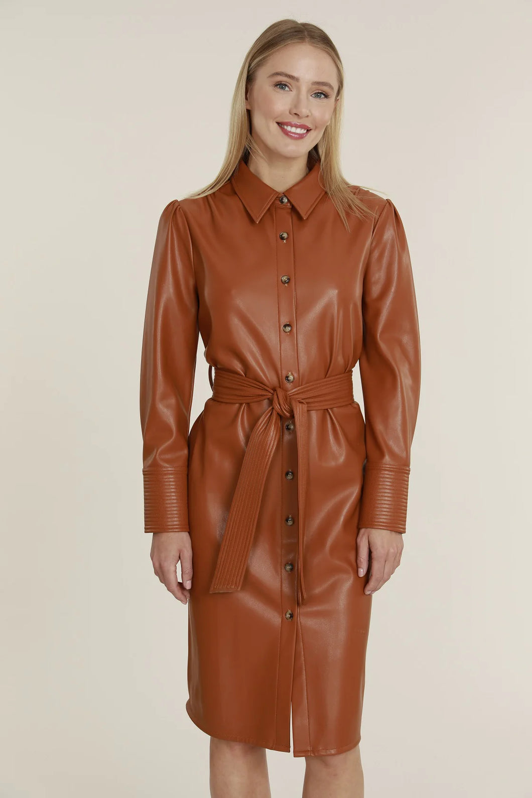 Vegan Leather Mid Length Dress - Available in Sienna & Black