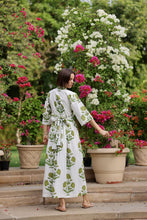 Load image into Gallery viewer, Como Wrap Dress -  Green Flower
