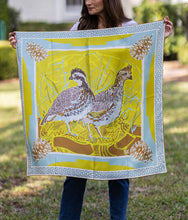Load image into Gallery viewer, Chartreuse Quail Pair - Double-Sided Silk Scarf 35" x 35"
