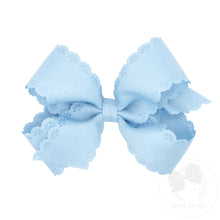 Load image into Gallery viewer, Medium Grosgrain Bow with Eyelet Flower Embossed Edges - 3 Colors Available
