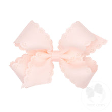 Load image into Gallery viewer, King Grosgrain Bow with Eyelet Flower Embossed Edges - 4 Colors Available
