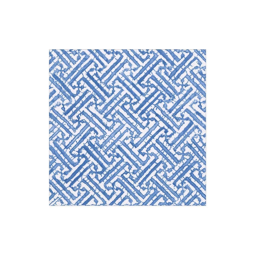 Fretwork Paper Cocktail Napkins in Blue