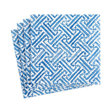 Load image into Gallery viewer, Fretwork Paper Cocktail Napkins in Blue
