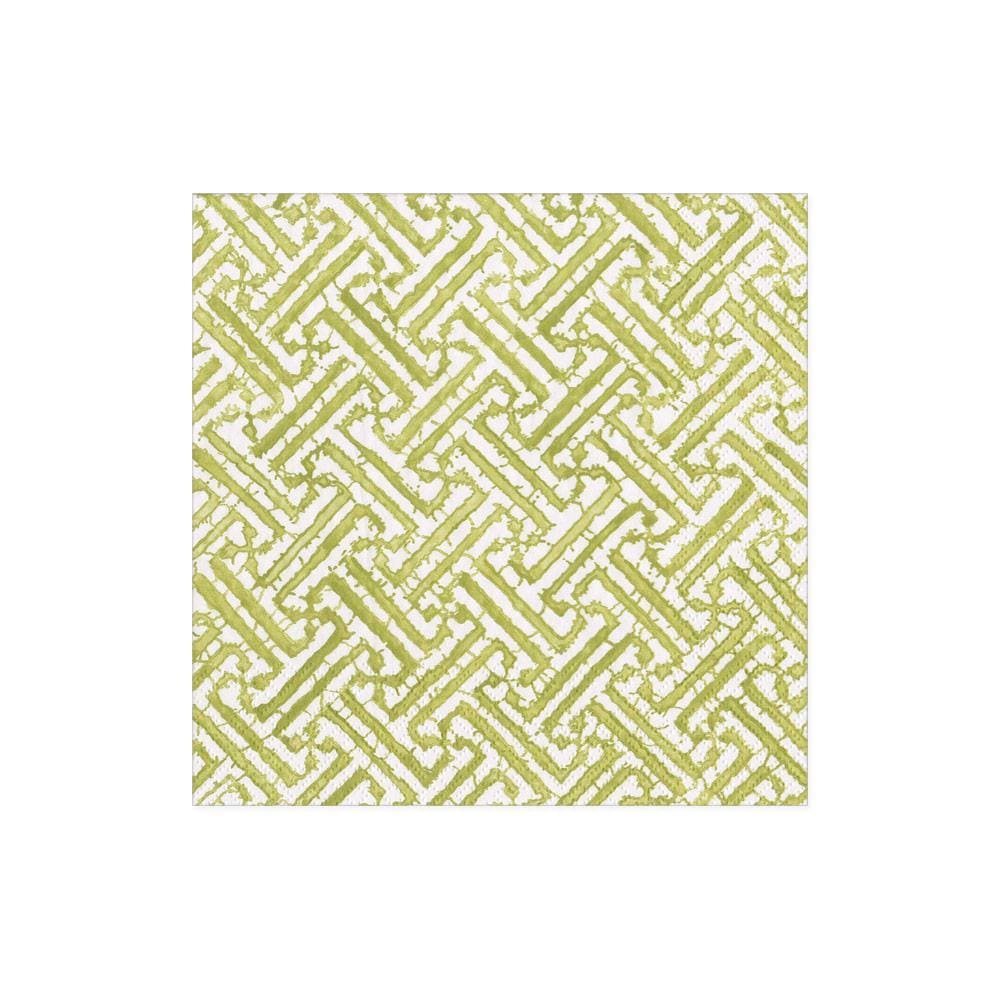 Fretwork Paper Cocktail Napkins in Moss Green