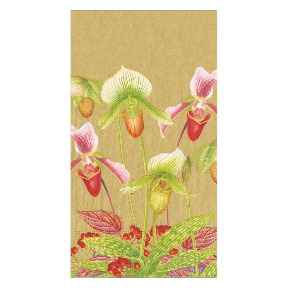 Slipper Orchid Gold Guest Towel