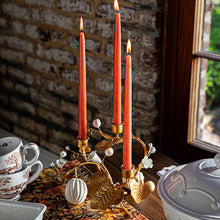 Load image into Gallery viewer, Forest Walk Pumpkin &amp; Vine Triple Candlestick Holder - Gold
