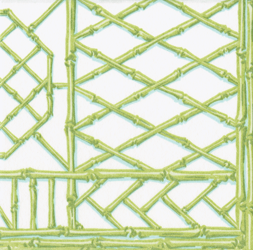 Bamboo Screen Moss Green Paper Cocktail Napkins