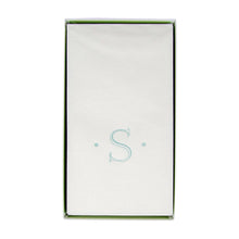 Load image into Gallery viewer, Caspari Antique Initial Robin's Egg Paper Linen Boxed Guest Towel
