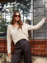 Load image into Gallery viewer, Ash Embellished V-Neck Sweater - Oatmeal
