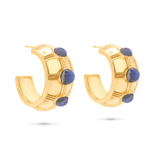 Load image into Gallery viewer, Cleopatra Bold Hoop Earrings - Gold/Blue Labradorite
