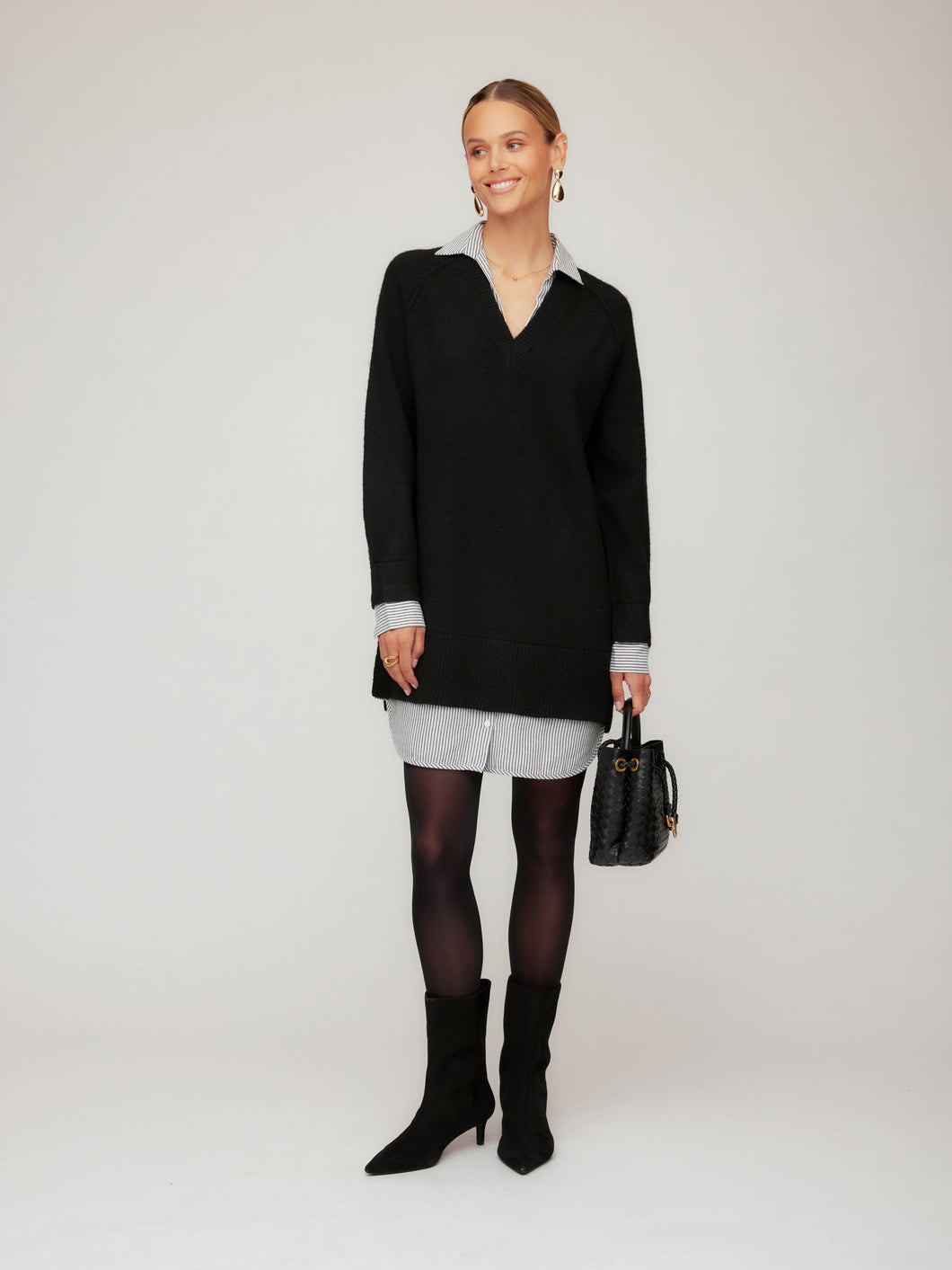 Carrie Mixed Media Dress - Black