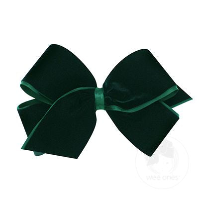 Small King Classic Velvet Bow-Forest Green
