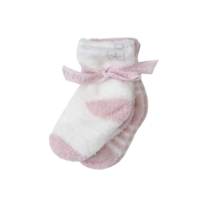 Cozychic Lite Baby Heart Sock Set, Pink Peony and Pearl