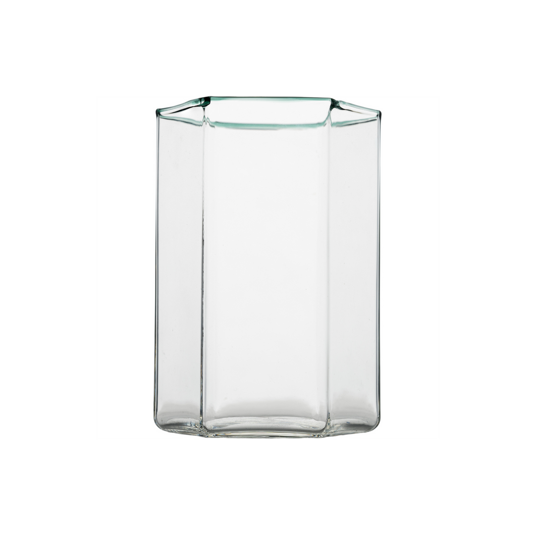 Hampton Hexagon Tumbler, Clear with Green Rim, Set of 4