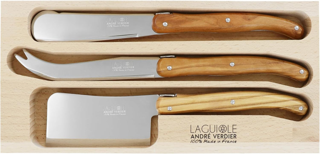 Laguiole Cheese Set 3 Piece - Olive Wood