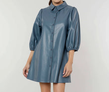 Load image into Gallery viewer, Vegan Leather Dress - Slate Blue
