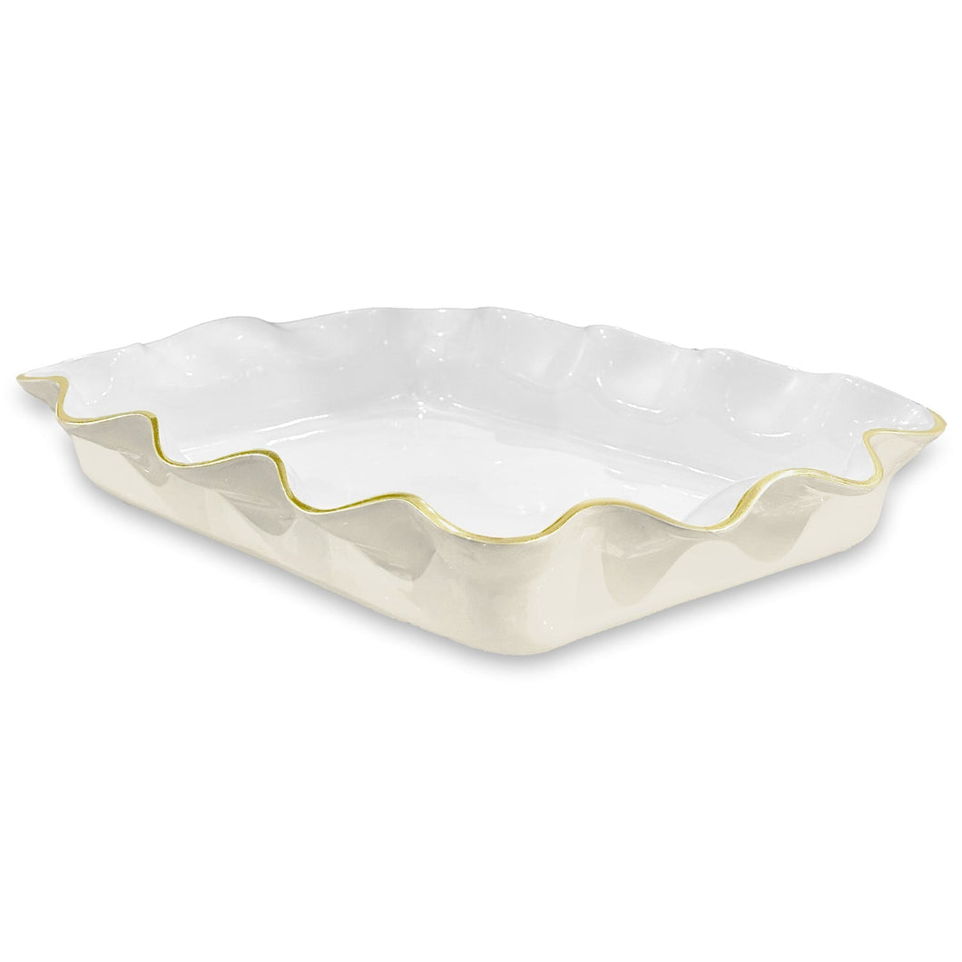 ENCANTO Carola Rectangle Casserole Holder (Cream and White)
