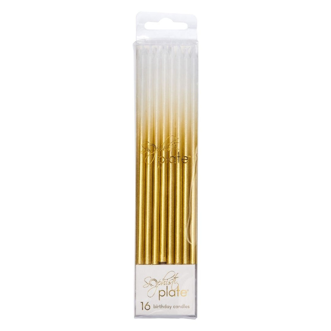 Birthday Candles Gold & White /16 pkg