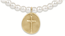Load image into Gallery viewer, Classic Pearl 4mm Bracelet - Inspire Gold Disc
