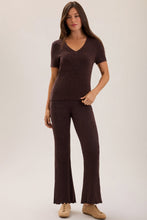Load image into Gallery viewer, CozyChic Ultra Lite® Petal Edge Rib Kick Flare Ankle Pant in Umber
